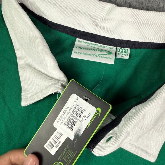 Vintage Lansdowne Ireland Rugby Polo Shirt Mens 3XL Green White Soccer 90s NEW - Picture 4 of 10